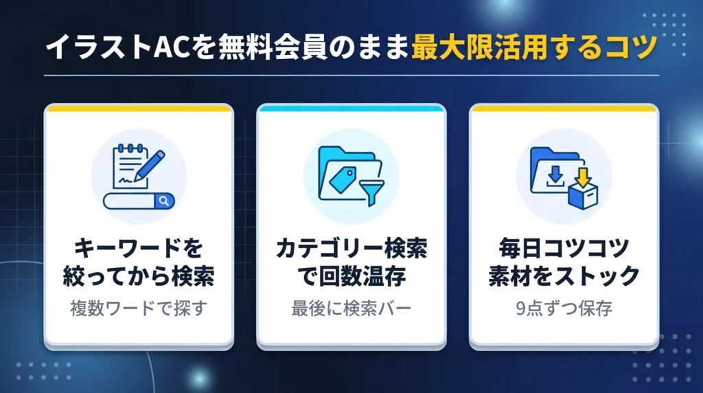 イラストACを無料会員のまま最大限活用するコツ
